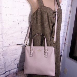 KATE SPADE COW LEATHER XBODY TOTE BAG 10 X 10" 3 STAPS